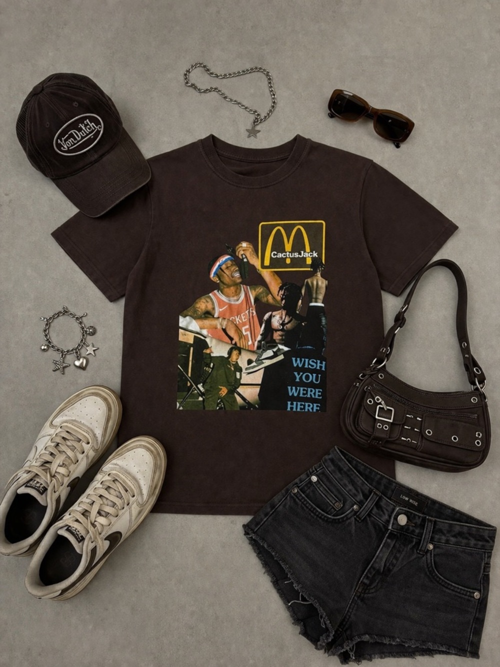 Cactus Jack by Travis Scott Black 'Wish You Were Here' Graphic Tee